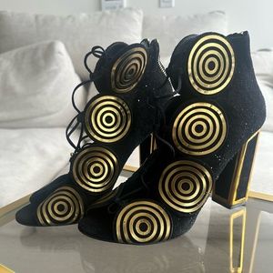 Gently used Kat Maconie Black Suede Heels size 9 / 9.5 US women
